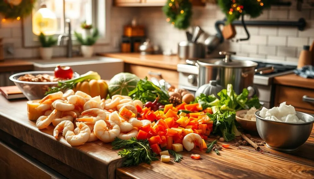 Thanksgiving Seafood Dressing Preparation