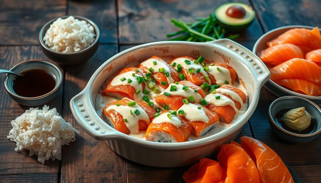 salmon sushi bake recipe