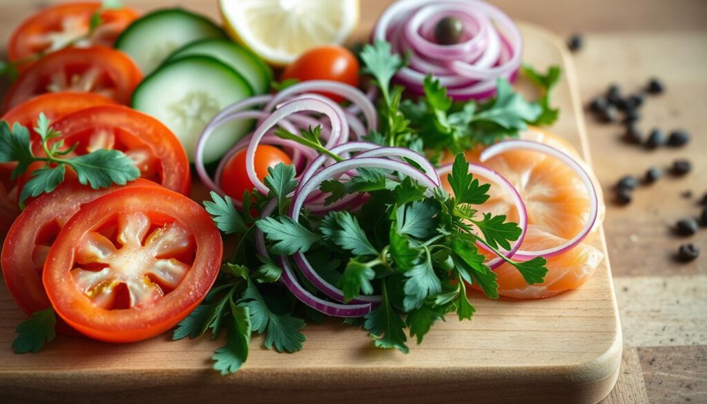 Fresh Toppings for Smoked Salmon Sandwich