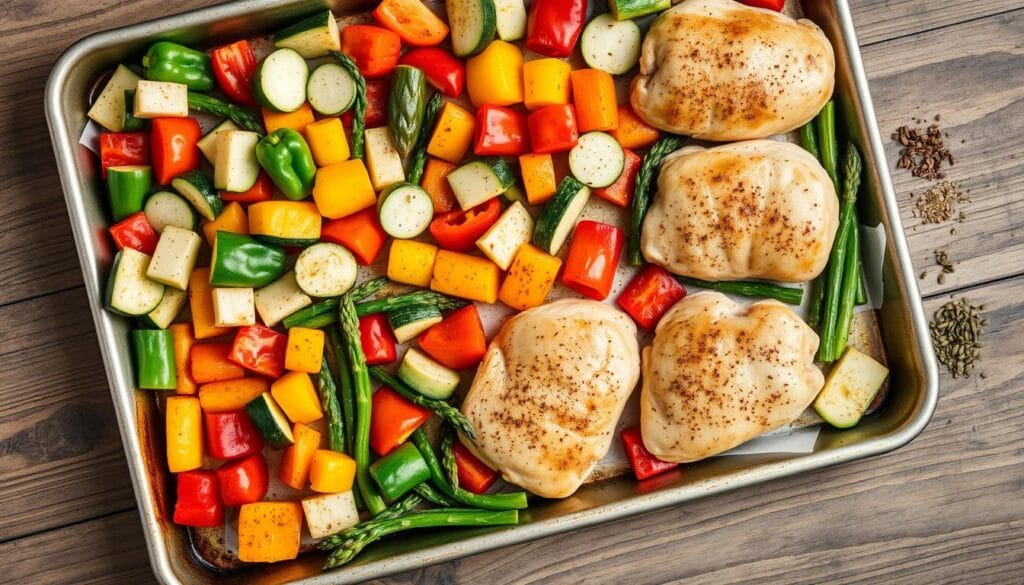 Sheet Pan Low Carb Dinner Preparation