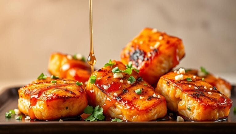 crispy honey garlic salmon bites